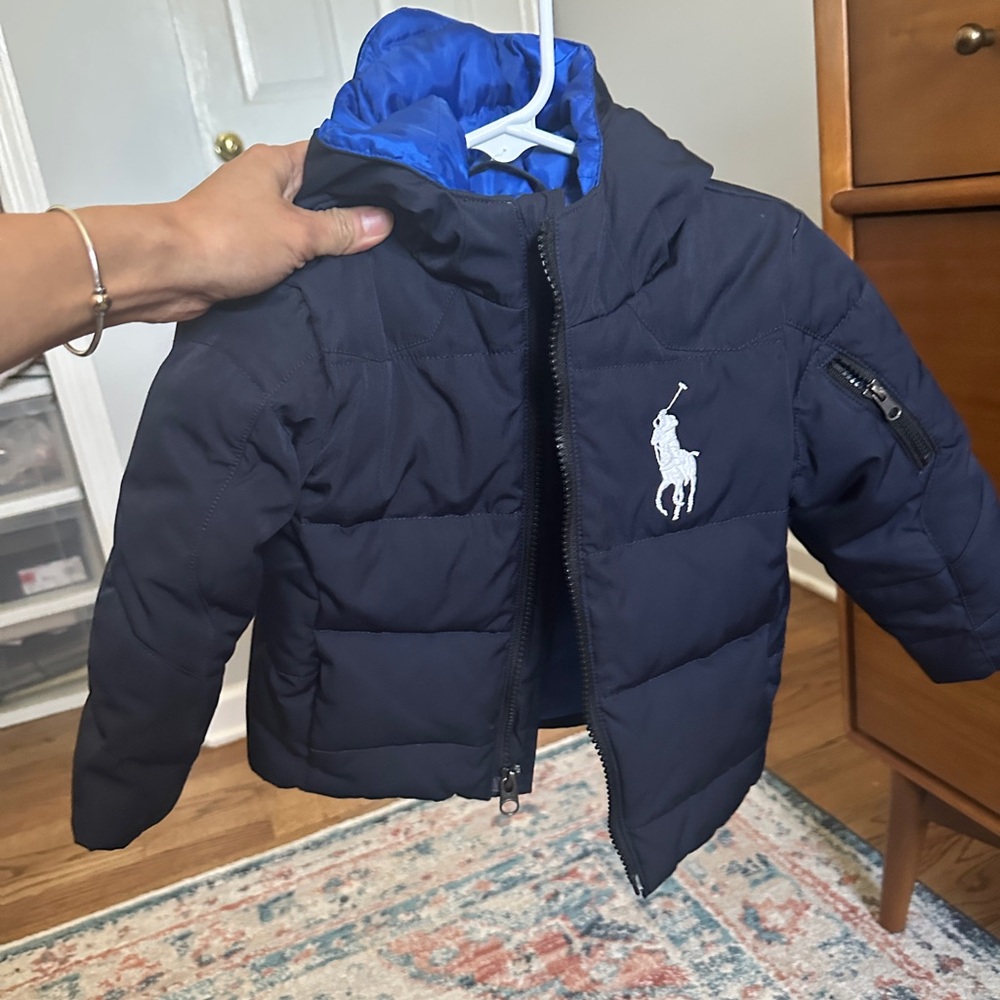 Ralph Lauren Navy Puffer Jacket with Blue Lining, 24 months